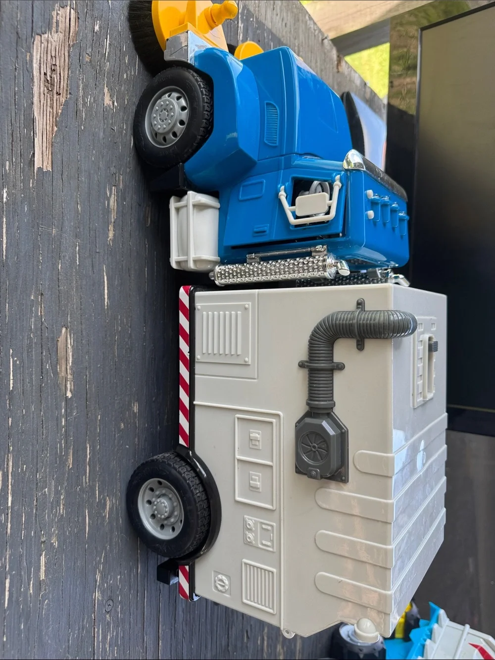 Blue and Yellow Toy Street Sweeper Truck - Kids Toy
